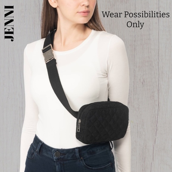 JENNI Quilted Corduroy Top Zip Sling Bag BeltBag/Belt Bag Olive Green-Size S/M - Picture 4 of 14